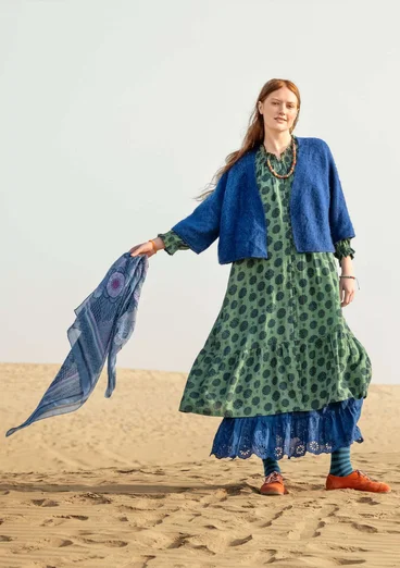 Vävd klänning "Gjusta" i ekologisk bomull - almgrön