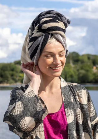 Duschhandduk "Sunset" i ekologisk bomull - svart