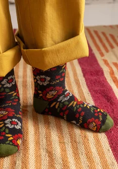 Frottésocka "Nome" i ull/elastan - svart