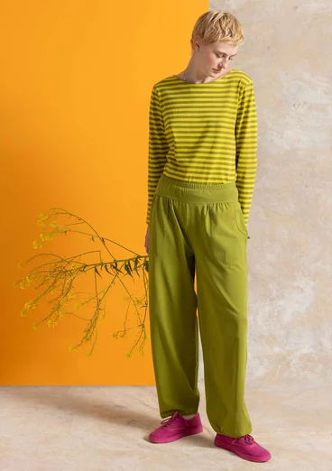 Basrandstop i ekologisk bomull - grönpeppar/dijon