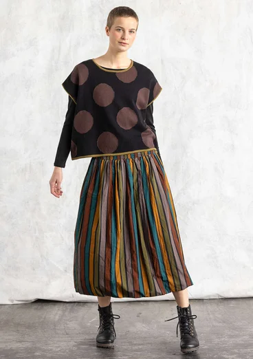 Stickad väst "Rut" i ekologisk/återvunnen bomull - svart/prick