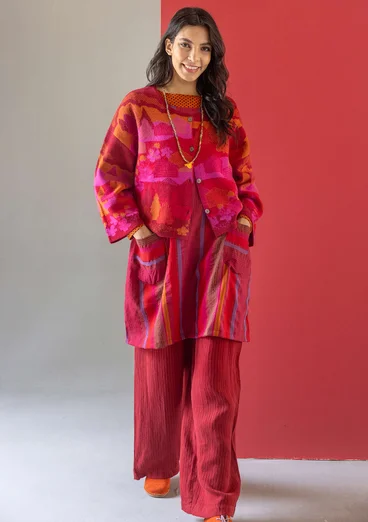 Vävd västklänning "Ketchi" i ull/bomull - granatäpple