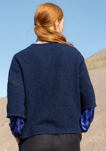 Kofta "Shadow" i lammullsmix - midnattsblå