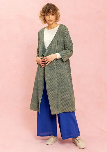 Vävd klänning ”Rose hip” i ekologisk bomull - indigogrön