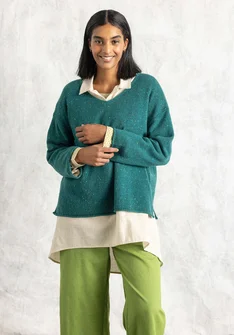 Nepströja i lammullsmix - ljus buteljgrön/melange