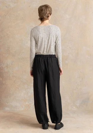 Vävd byxa i lin - svart