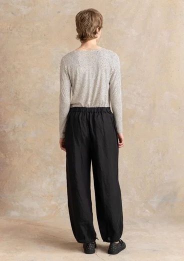 Vävd byxa i lin - svart