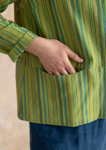 Vävd jacka ”Esme” i bomull/lin - kiwi/randig