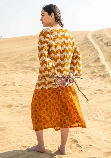 Tröja "Rose" i återvunnen bomull - senap/randig