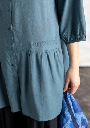 Vävd artistblus "Rut" i viskos/lin - veronagrön