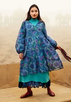 Vävd klänning "Okinawa" i bomull - ljus indigo