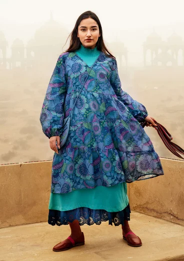 Vävd klänning "Okinawa" i bomull - ljus indigo