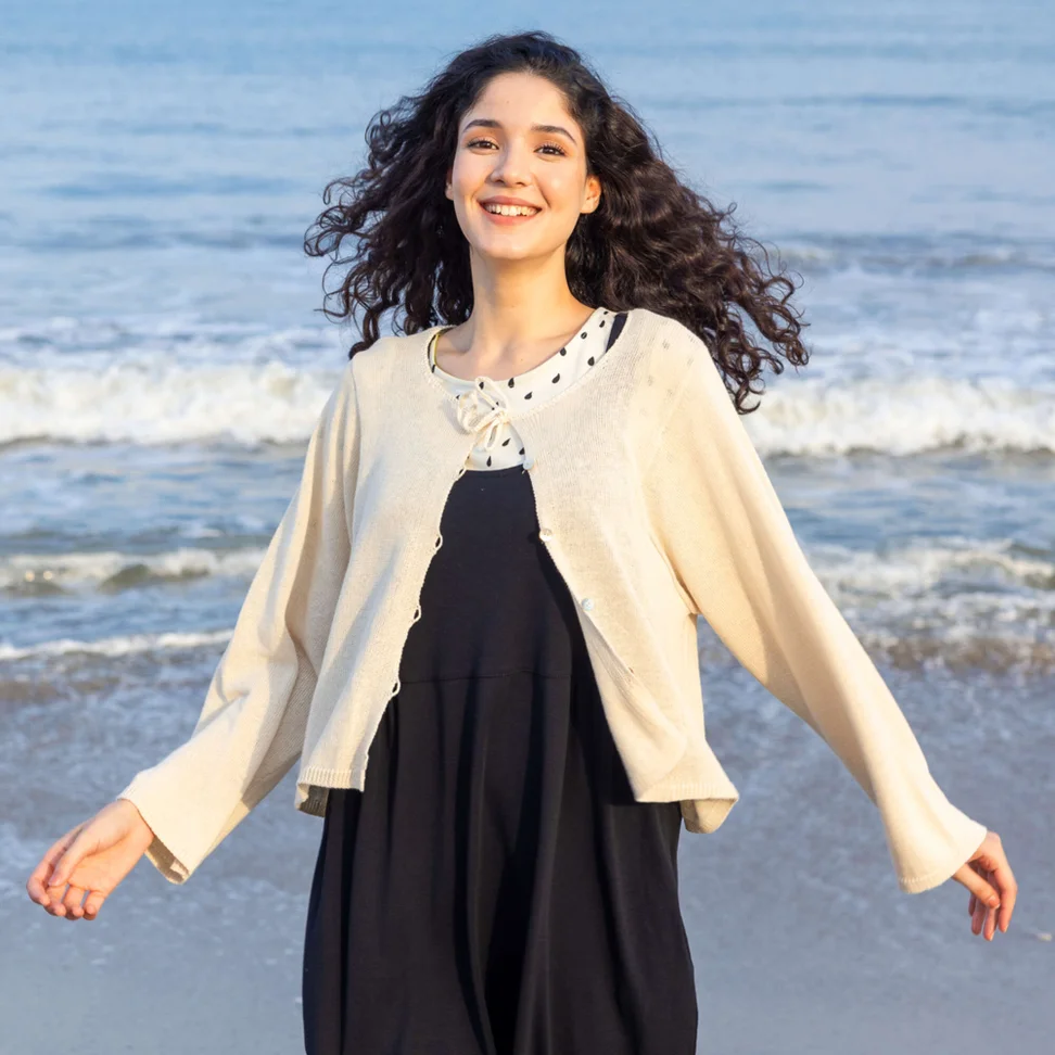 Kofta i lin/ekologisk bomull - mandelmjölk