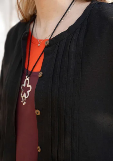 Vävd klänning "Sand" i ekologisk bomull/lin - svart