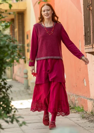 Stickad slipover "Helena" i lammullsmix - rödkål/melange