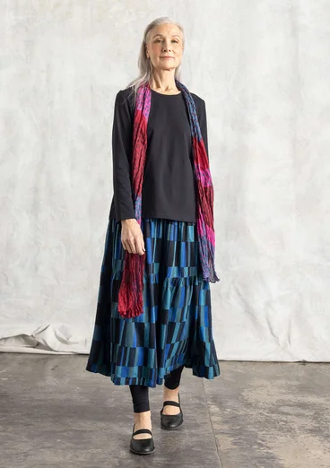 Vävd kjol "Rut" i viskos/lin - bläck/mönstrad