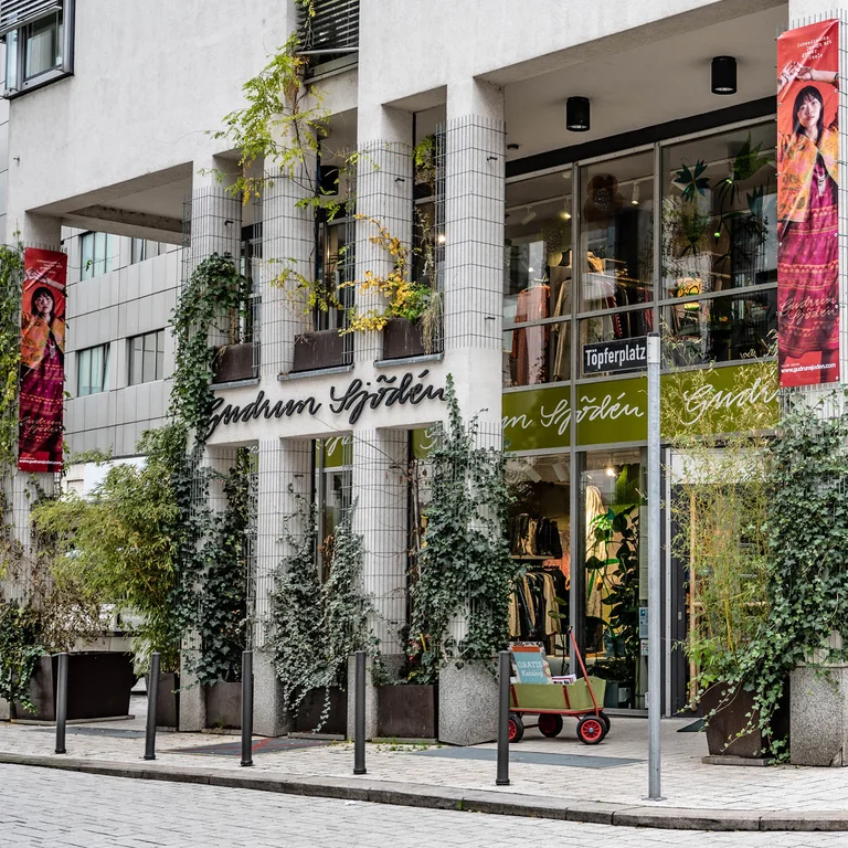 Outside Gudrun Sjödén’s store in Stuttgart.