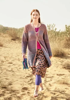 Långkofta "Chloe" i återvunnen bomull - gammelrosa