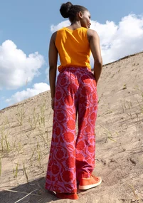 Vävd byxa "Moonlight" i viskos/lin - klarröd