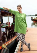 Randig trikåtunika i ekologisk bomull - sjögräs