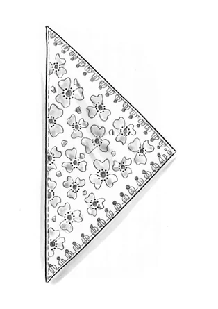 Blommig scarf "Bloom" i ekologisk bomull - mörk indigo