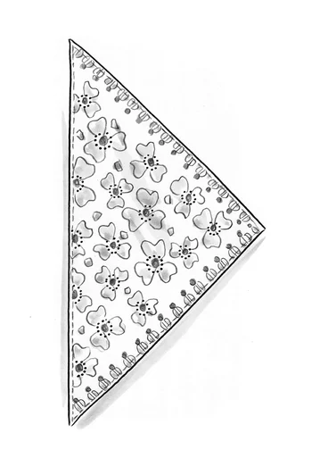 Blommig scarf "Bloom" i ekologisk bomull - mörk indigo
