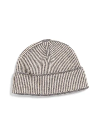 Mössa i lammull/ekologisk och återvunnen bomull - grafit/mörk natur