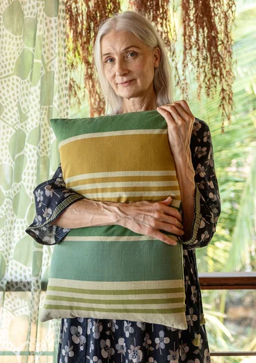 Kudde "Ecuador" i ekologisk bomull, med innerkudde - salvia