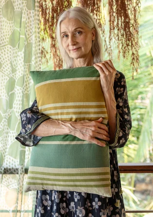 Kudde "Ecuador" i ekologisk bomull, med innerkudde - salvia