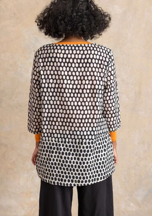 Vävd tunika ”Vendela” i ekologisk bomull - svart/mönstrad