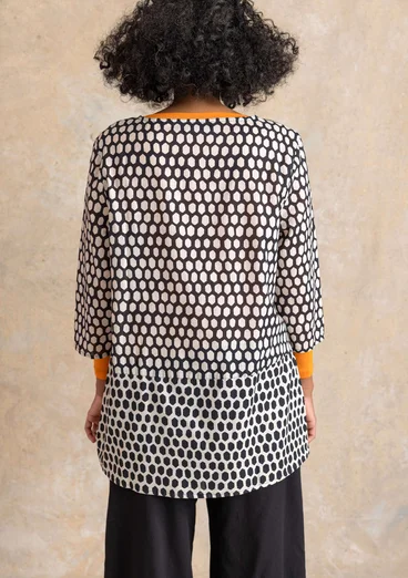 Vävd tunika ”Vendela” i ekologisk bomull - svart/mönstrad