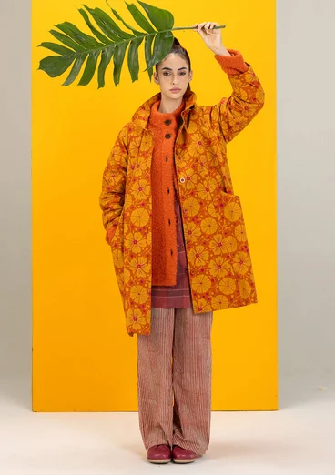 Stickad jacka i ullbouclé - grapefrukt/melange