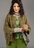 Vävd blus "Bodil" i lin (eukalyptus/mönstrad S)