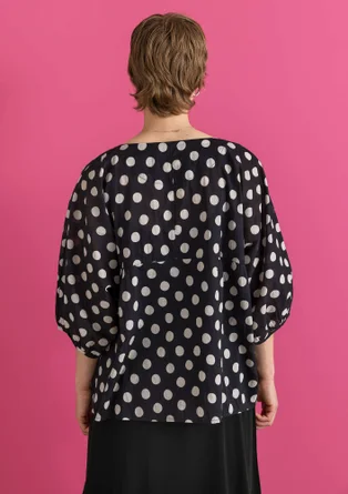 Vävd blus ”Tindra” i ekologisk bomull - svart/mönstrad