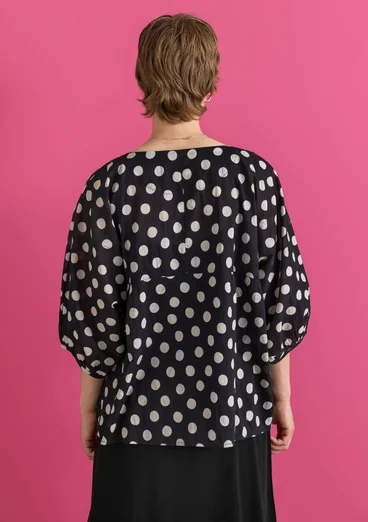 Vävd blus ”Tindra” i ekologisk bomull - svart/mönstrad