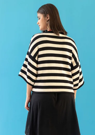 Randig omlottkofta "Fernanda" i ekologisk bomull - svart