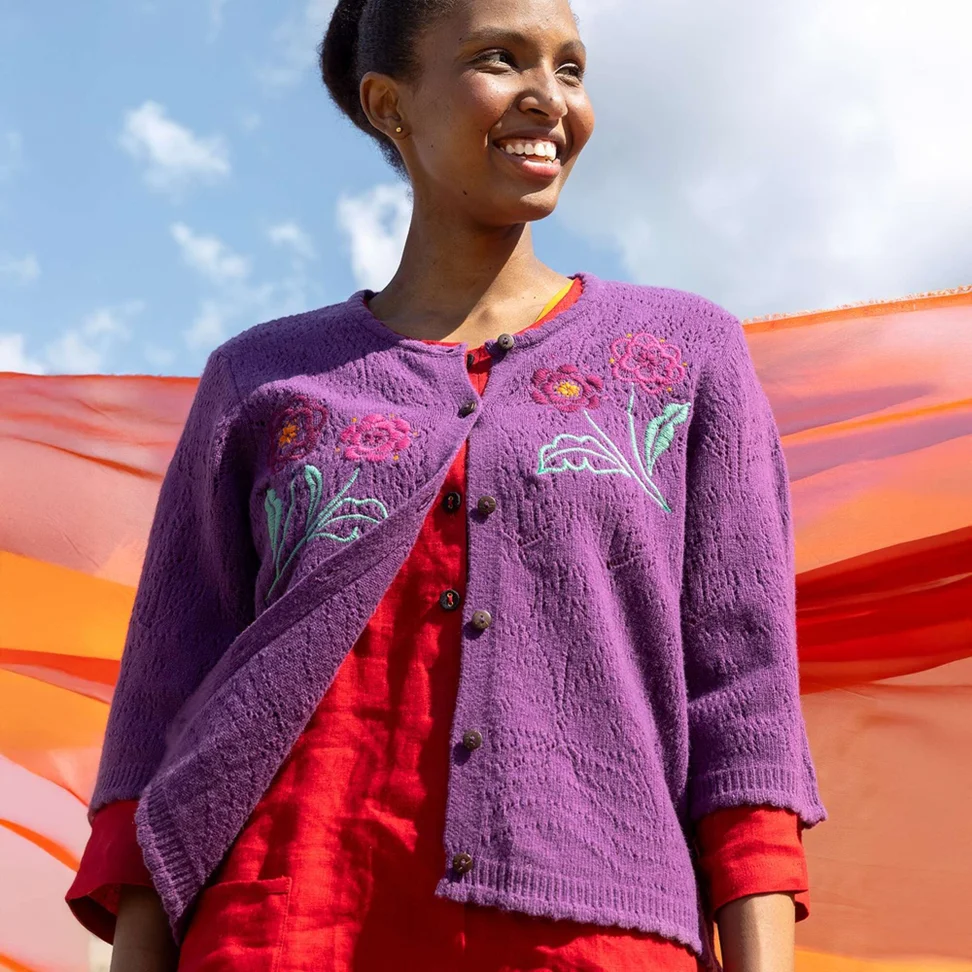 Kofta "Shadow" i lammullsmix - hortensia