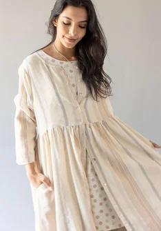 Vävd klänning "Ketchi" i ull/bomull - ostron