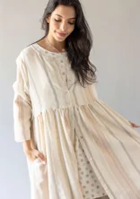 Vävd klänning "Ketchi" i ull/bomull - ostron