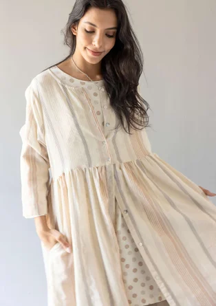 Vävd klänning "Ketchi" i ull/bomull - ostron