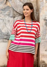 Färgglad randig topp "Kochi" i ekologisk bomull/modal - smultron