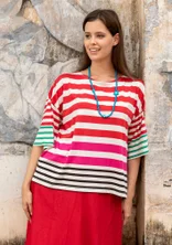 Färgglad randig topp "Kochi" i ekologisk bomull/modal - smultron