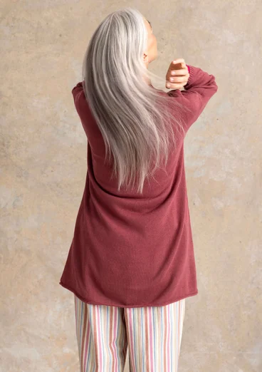 Stickad tunika i återvunnen bomull - dovröd