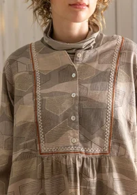 Vävd klänning "Alaska" i ekologisk bomull/lin - mullvad