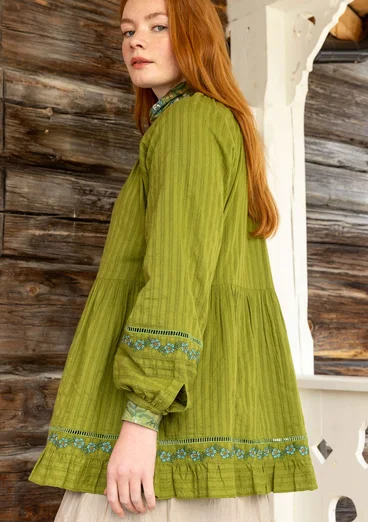 Vävd tunika "Nome" i ekologisk bomull - björklöv