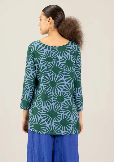 Mönstrad topp "Taiyoko" i lyocell/elastan - regnskogsgrön