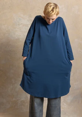 Trikåklänning ”Theia” i ekologisk bomull/elastan - stillahavsblå