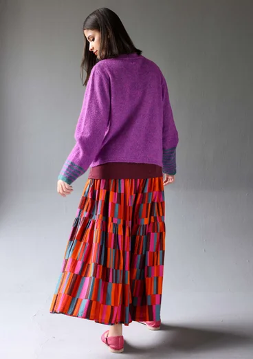 Kofta "Stripe" i alpackamix - midsommarblomster