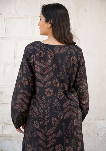 Vävd klänning "Seaweed" i ekologisk bomull - svart