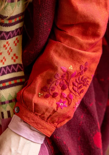 Vävd klänning "Marianne" i ekologisk bomull/lin - koppar